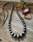 NFR Collection Necklace – Graduated Sterling Silver Pearls 6mm to 16mm 51”