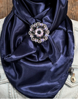 35X35" Solid Dark Blue Wild Rag / Scarf WRS9 - Crystal Concho Wild Rag Slides - Assorted