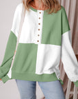 Colorblock Crewneck Henley Sweatshirt