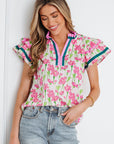 Elyse Ruffled Short Sleeve Blouse