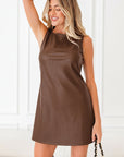 Vegan Leather Sleeveless Mini Dress