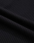 Ribbed Knit Contrast Denim Patchwork Hooded Top