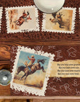 7 Pieces Rodeo Phrases Cowboy Table Runner and Placemats Set Made in USA