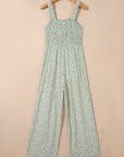 Floral Smocked Square Neck Sleeveless Jumpsuit