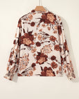 Floral Smocked Long Sleeve Buttoned Shirt