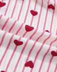 Stripe Textured Heart Flounce Sleeve Shirt