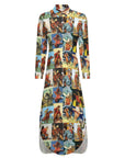 Baha Ranch Cowboy Collage Western Shirt Dress Duster