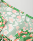 Abstract Leopard Tie Front Flutter Sleeve Blouse