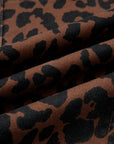 Leopard Seam Detail High Waist Barrel Leg Jeans