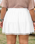 Plus Size Boho Frilled Elastic Waist Shorts
