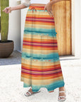 Baha Ranch Colores De Mexico Southwest Serape Tiered Prairie Maxi Skirt