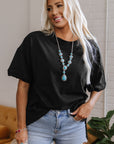Solid Short Sleeve Hi Low Hem T-Shirt