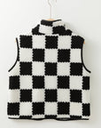 Mindi Checkered Sherpa Collared Jacket Vest