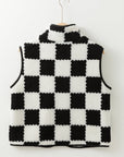 Checker Sherpa Collared Jacket Vest