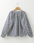 Floral V-Neck Puff Sleeve Blouse