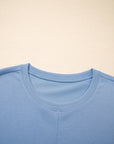 Solid Textured Raw Edge Top and Short Set