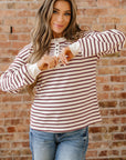 Stripe Long Sleeve Henley Top