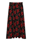 Baha Ranch Colores de Mexico Romantic Red Roses Midi Skirt
