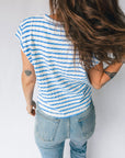 Stripe Textured Patchwork Short Sleeve T-Shirt