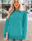 Ribbed Exposed Seam Drop Shoulder Pullover