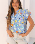 Floral Flutter Sleeve V-Neck Top