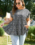 Plus Size Leopard Ruffle Tiered Keyhole Blouse