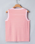 Stripe Textured Knit Sleeveless Sweater Top