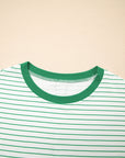 Stripe Ruffle Sleeve Crewneck T-Shirt Mini Dress