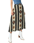 Colores de Mexico Southwestern Aztec Midi Skirt