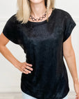 Metallic Round Neck Cap Sleeve Tee