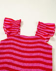 Stripe Smocked Bodice Flutter Sleeve Tiered Maxi Dress