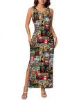 Baha Ranch Colores De Mexico Destination Mexico Sleeveless Bodycon Side Slit Long Dress
