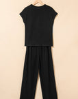 Megan Corded Short Sleeve Top and Casual Pants Set
