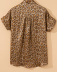Leopard Metallic Short Sleeve Buttoned Shirt