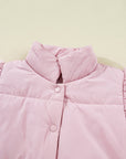 Solid Flutter Sleeve Snap Button Puffer Vest