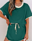 Colorblock Short Sleeve T-Shirt and Skort Set