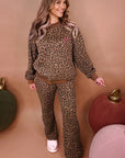 Leopard Contrast Trim Top and Pants Set