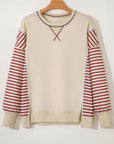 Stripe Patchwork Long Sleeve Knit Top