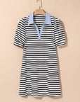 Tiffany V Neck Collared Puff Sleeve T Shirt Dress