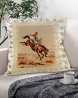 Baha Ranch Vintage Rodeo Stamp Throw Pillow Made in America