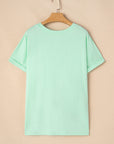 Plus Size Solid Rolled Short Sleeve T-Shirt