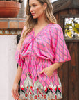 Paisley Geometric V-Neck High Waist Romper