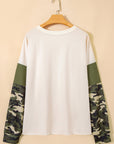 Plus Size Camo Patchwork Raw Hem Sweatshirt