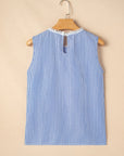 Meredith Stripe Lace Patchwork Crew Neck Tank Top