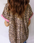 Leopard Contrast Trim Short Sleeve Shirt