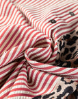 Stripe Leopard Patchwork Long Sleeve Buttoned Shirt