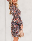 Floral Mesh Long Sleeve Mini Dress