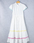 Colorblock Ricrac Trim Drawstring Waist Dress