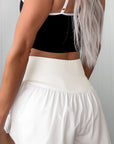Solid Ribbed Patchwork High Waist Athletic Shorts