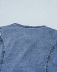 Western Denim Button Front Slit Sleeveless Vest